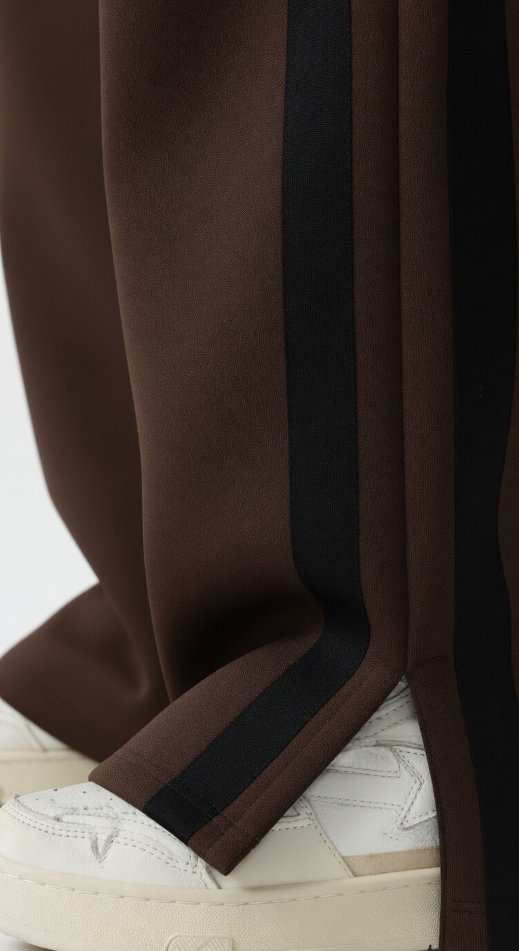 Brown Unisex Slit Track Pants - Image 3