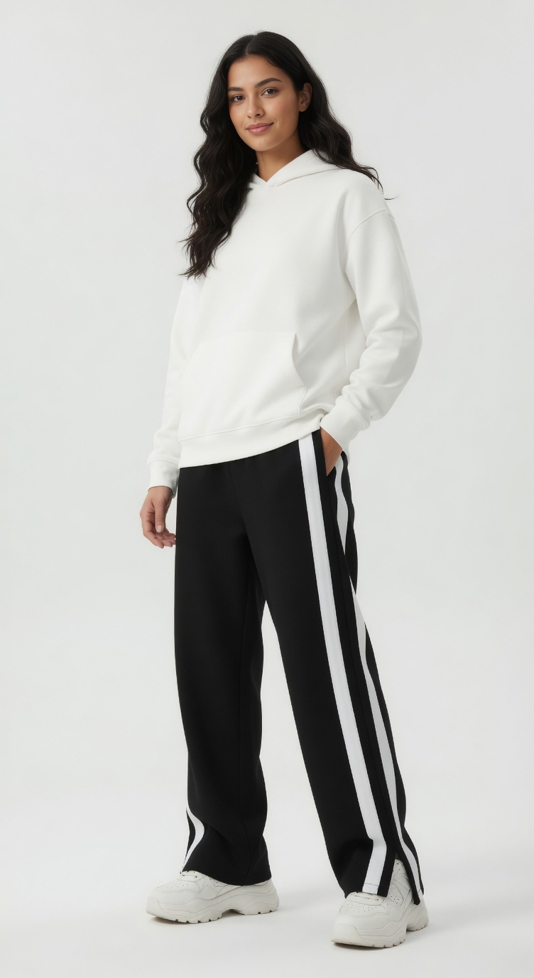 Black Unisex Slit Track Pants - Image 3