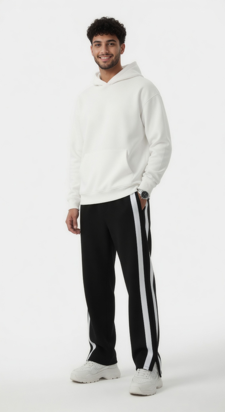 Black Unisex Slit Track Pants - Image 2