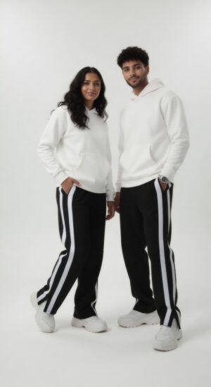 Black Unisex Slit Track Pants