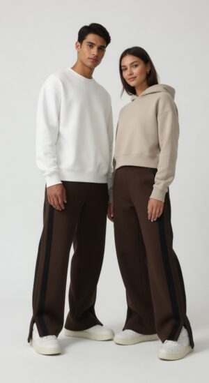 Brown Unisex Slit Track Pants
